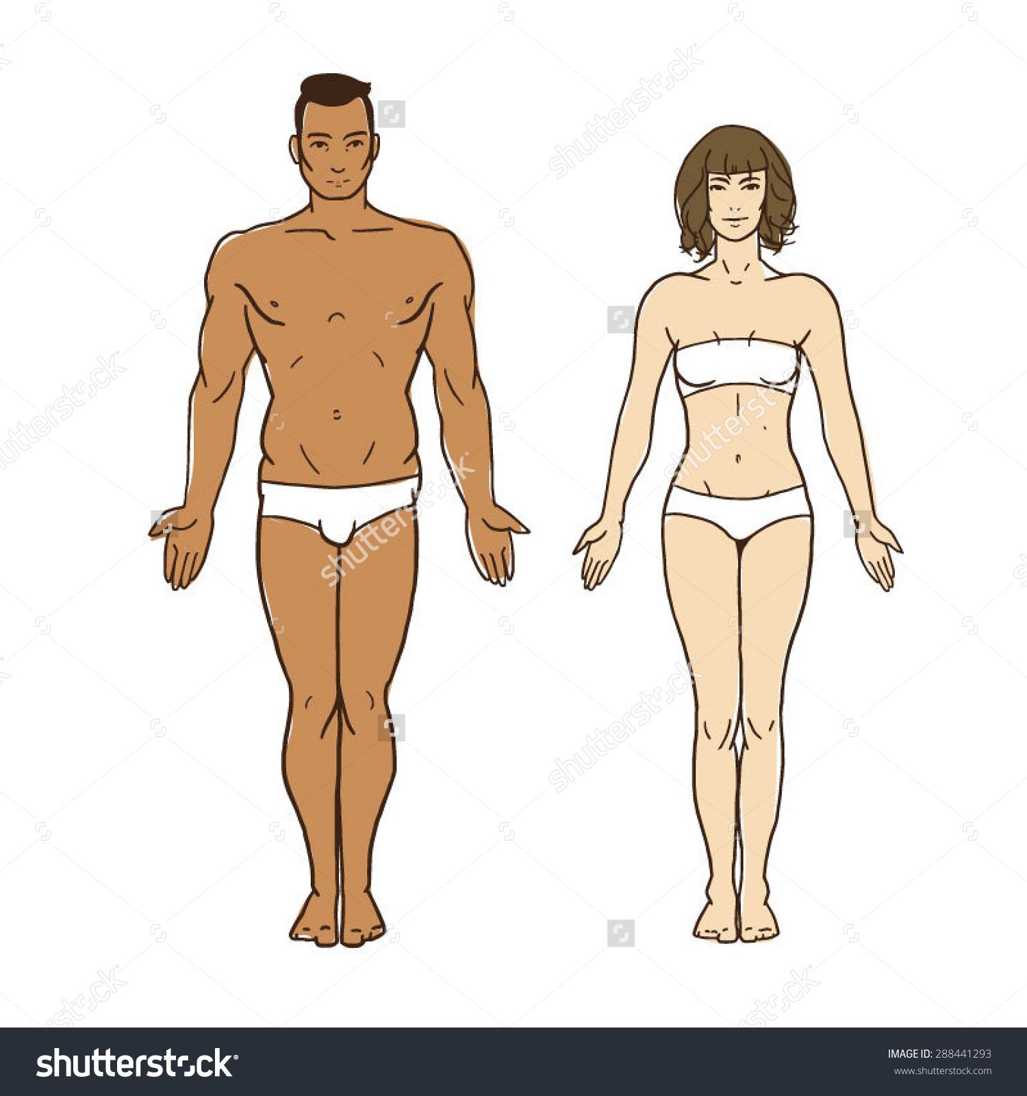 1500x1600 man and woman healthy body figures vector drawing human figures - Healthy Body Drawing