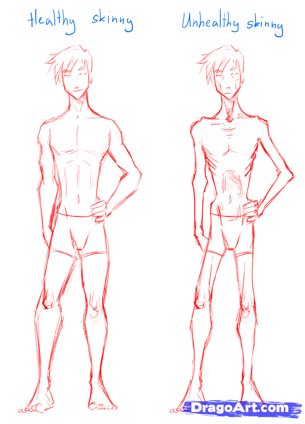 600x833 how to draw skinny people, draw skinny bodies step drawing - Healthy Body Drawing