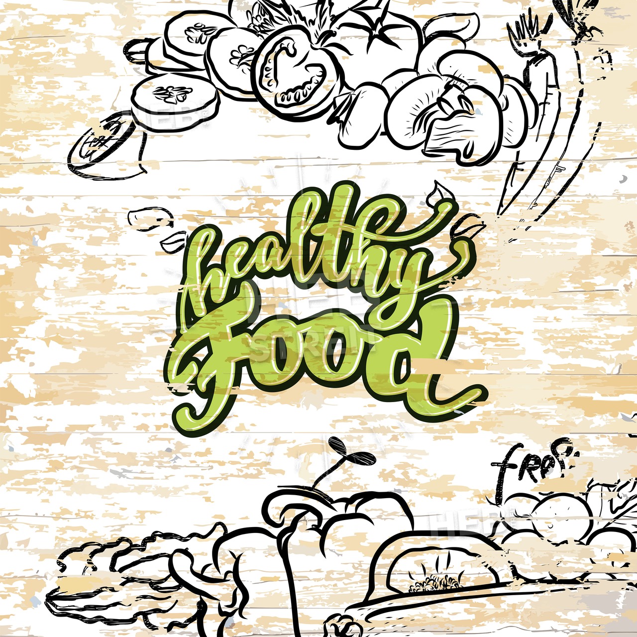 1280x1280 healthy food drawing on wooden background hebstreits sketches - Healthy Food Drawing