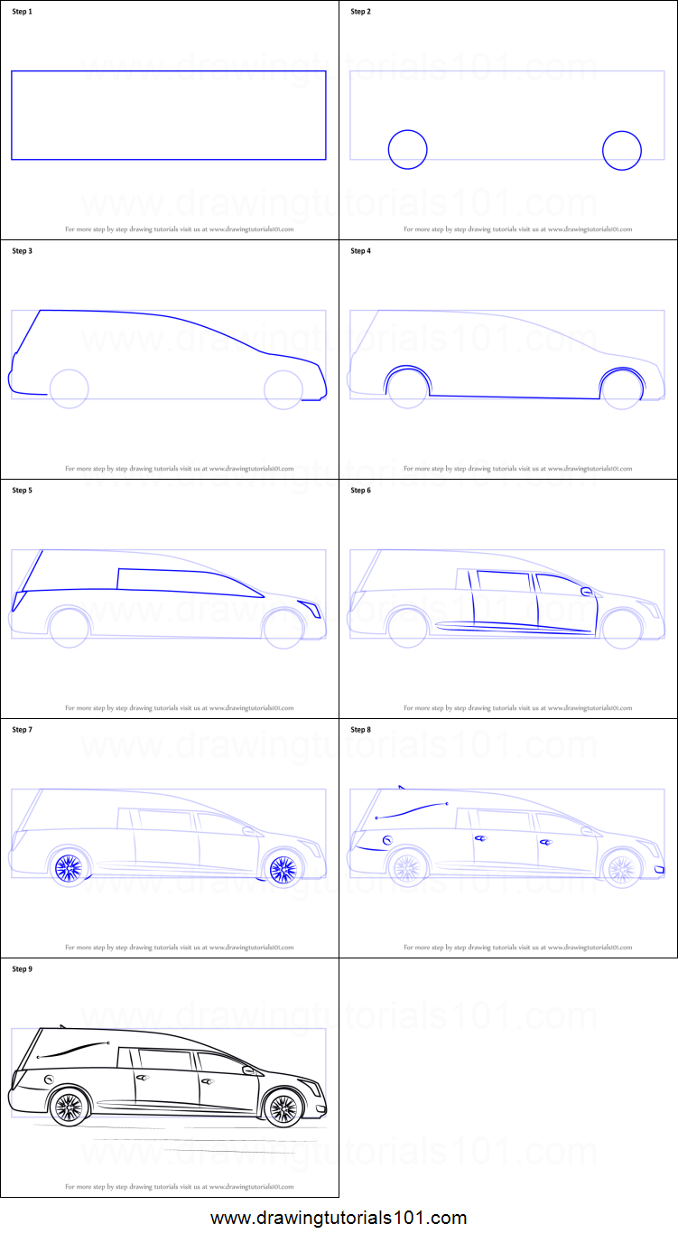 751x1376 how to draw a funeral hearse printable step - Hearse Drawing