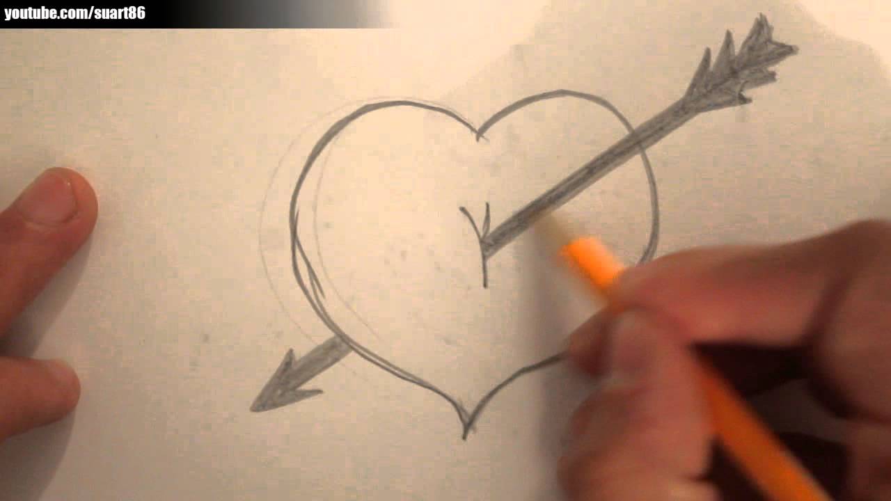 1280x720 How To Draw A Heart With A Arrow Through It - Heart And Arrow Drawing