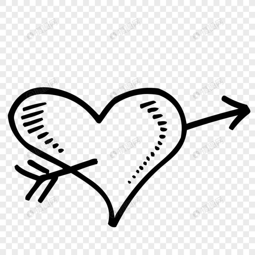 860x860 Line Drawing And Arrow Piercing The Heart Png Image Picture Free - Heart And Arrow Drawing