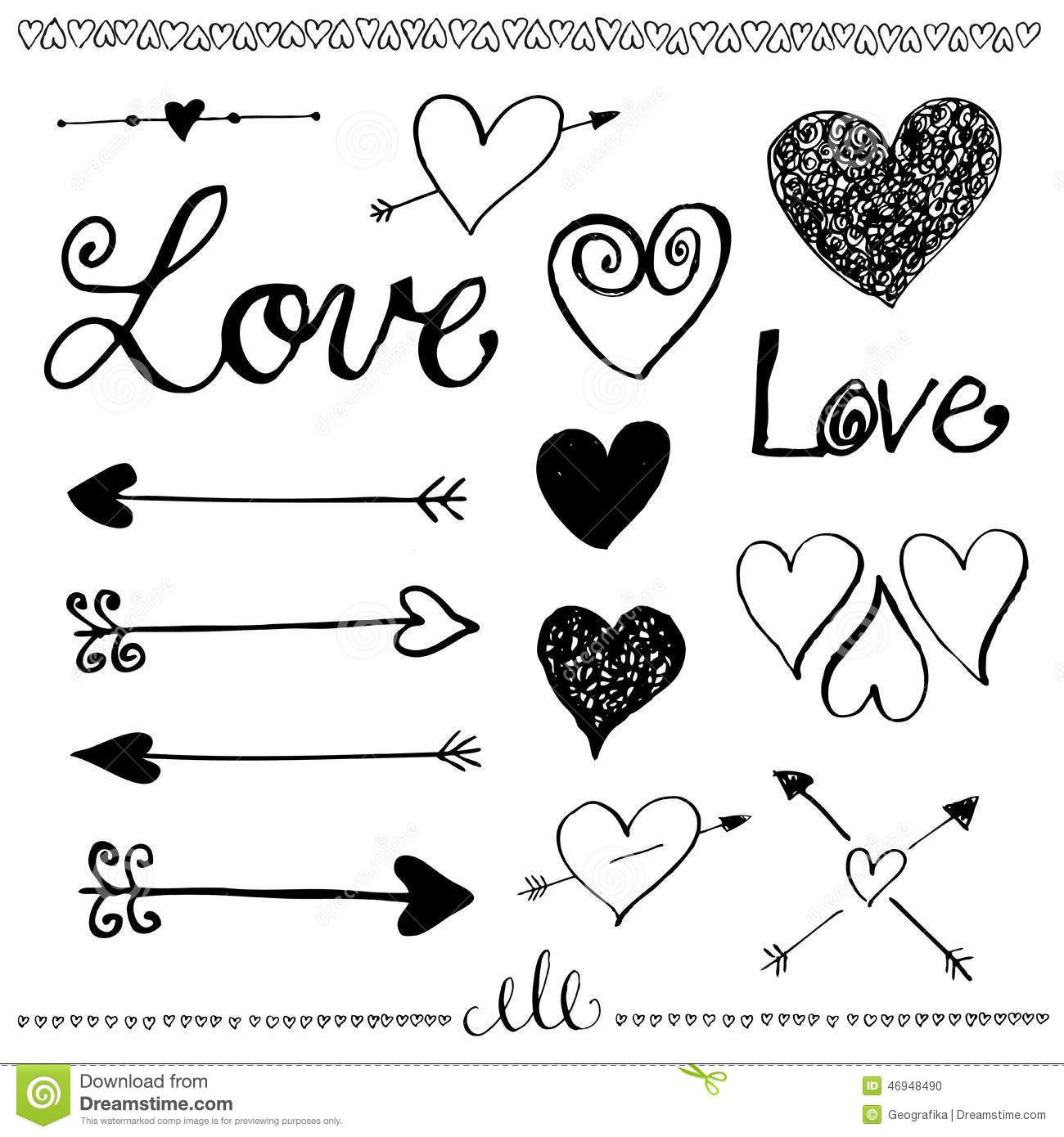 1300x1390 Arrow With Wings Ink Hand Drawn Doodle Love Set Heart Arrow Pen - Heart And Arrow Drawing