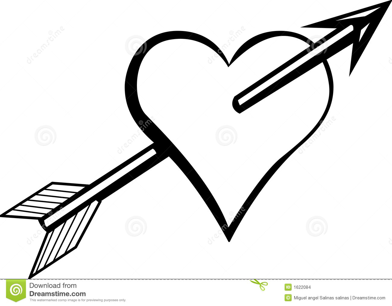 1300x1016 Drawn Broken Heart Banner Arrow Drawing Free Clip Art Stock - Heart And Arrow Drawing
