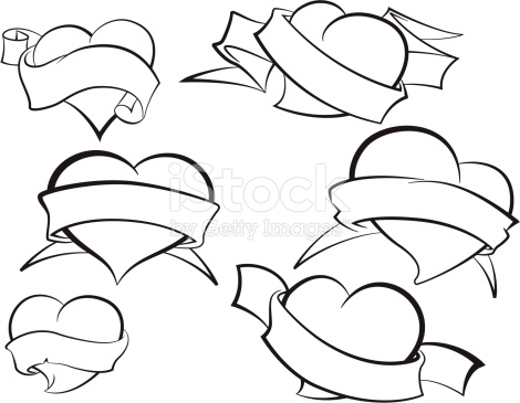 470x365 drawings of hearts with banners free download clip art - Heart And Banner Drawing