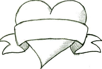 414x282 Heart And Banner - Heart And Banner Drawing
