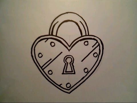 480x360 How To Draw A Heart Lock Padlock Locket London Bridge Locks - Heart And Key Drawings