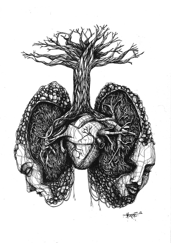 600x852 Lungs Uploaded - Heart And Lungs Drawing