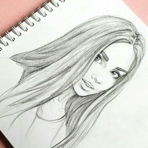 500x500 Art Drawing Girl Image Via We Heart It - Heart Art Drawing