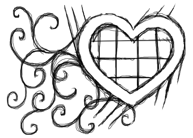 640x460 Heart Sketch - Heart Black And White Drawing
