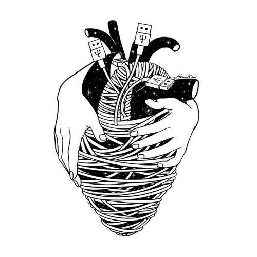 500x500 Hennkim - Heart Black And White Drawing