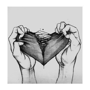 300x300 Love Drawing Illustration Art Black And White Sad Cool Creepy - Heart Black And White Drawing