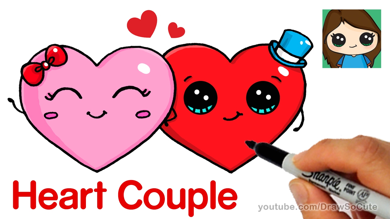 1280x720 How To Draw Cute Hearts Easy - Heart Cartoon Drawing