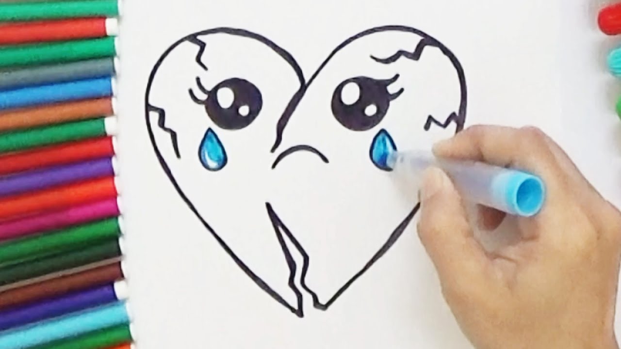 1280x720 How To Draw A Broken Heart - Heart Cartoon Drawing