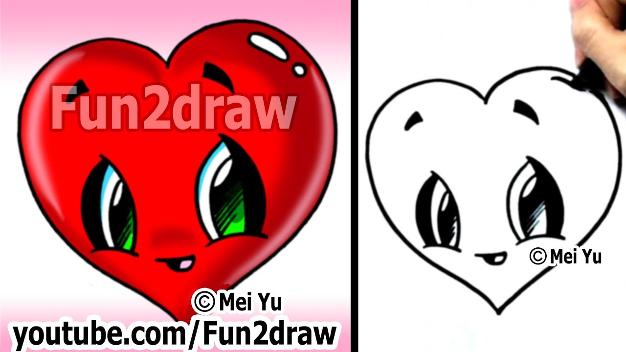 1280x720 How To Draw A Heart - Heart Cartoon Drawing