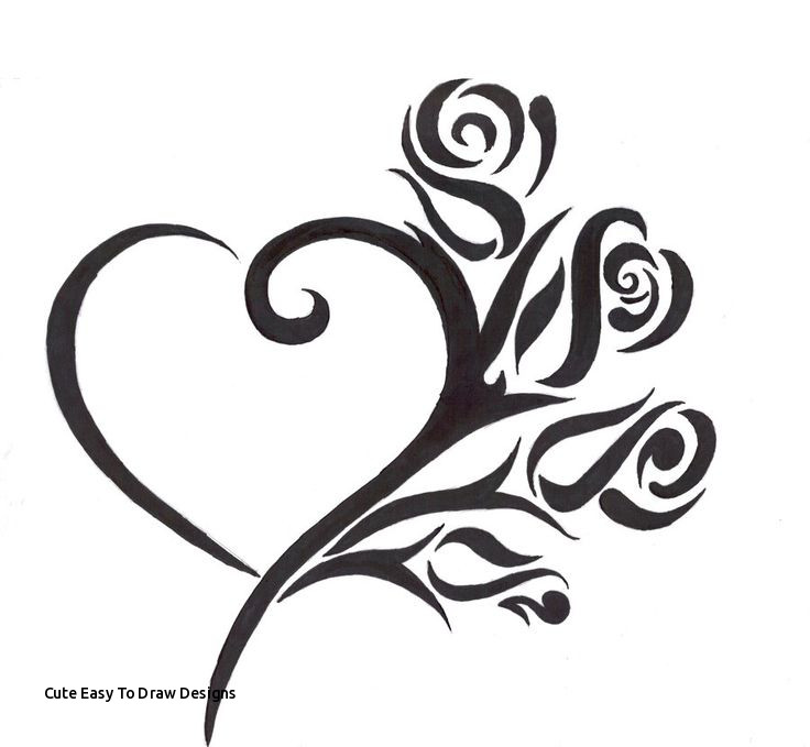 736x679 Cute Easy To Draw Designs The Best Heart Tattoo Design Template - Heart Design Drawing