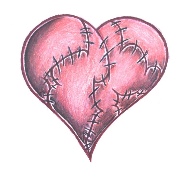 768x736 Scars Tattoo's Broken Heart Drawings, Heart - Heart Disease Drawing