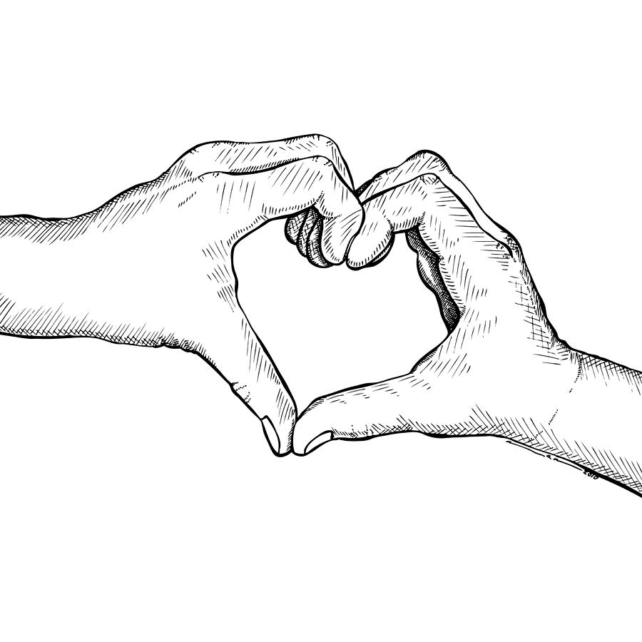 900x900 Heart Hands Drawing - Heart Drawing