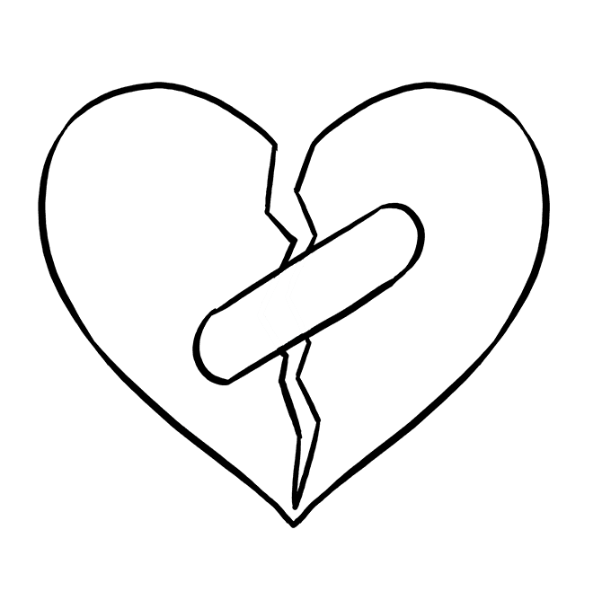 680x678 How To Draw A Broken Heart - Heart Drawing