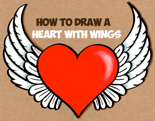 500x392 How To Draw A Heart With Wings - Heart Drawing Easy