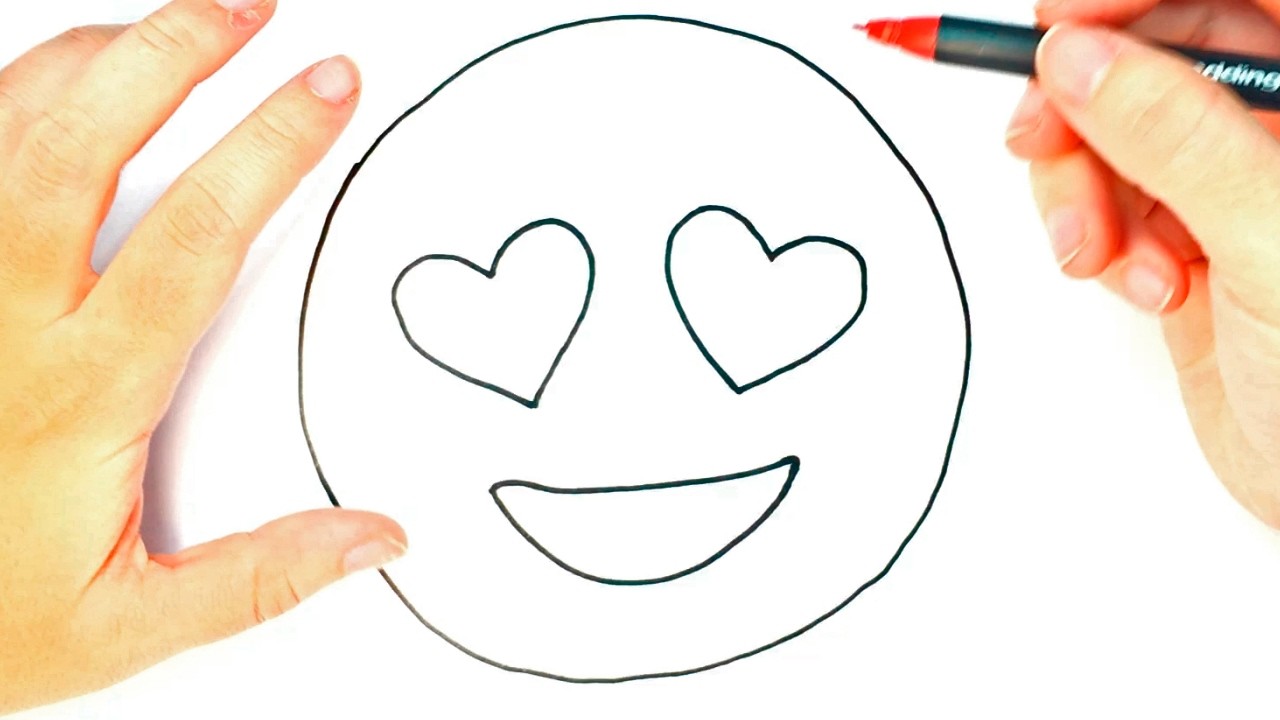1280x720 How To Draw A Heart Eyes Emoji For Kids, Heart Eyes Emoji Easy - Heart Drawing Easy