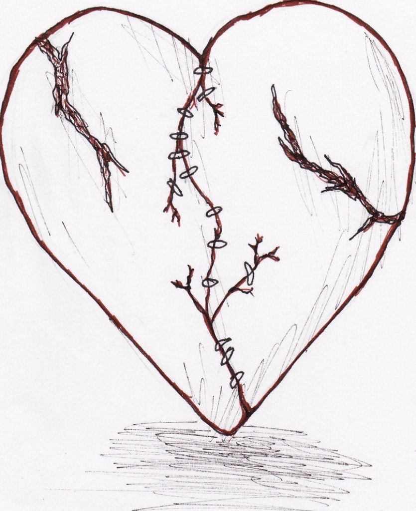 835x1024 Broken Heart Drawing Step - Heart Drawing Images