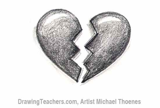 550x372 How To Draw A Broken Heart - Heart Drawing Pictures
