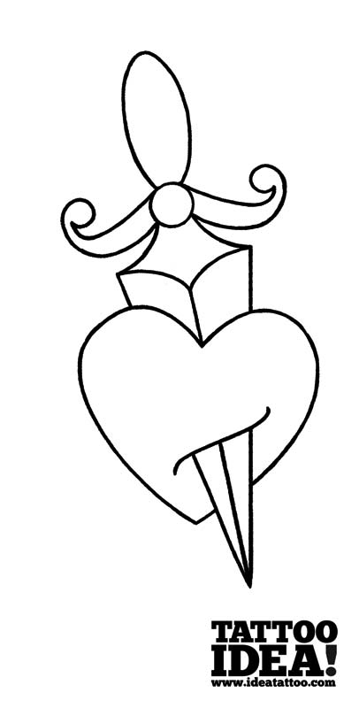 406x800 Draw Your Own Tattoo Heart And Dagger - Heart Drawing Tattoo