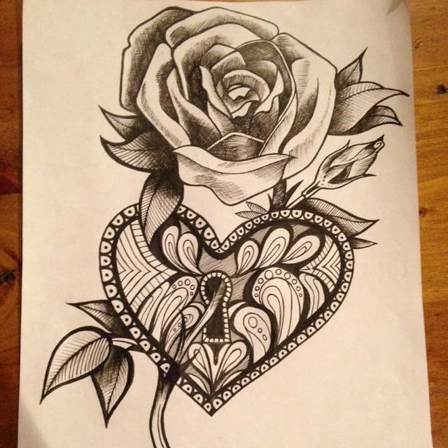 Heart Drawing Tattoo at PaintingValley.com | Explore collection of ...