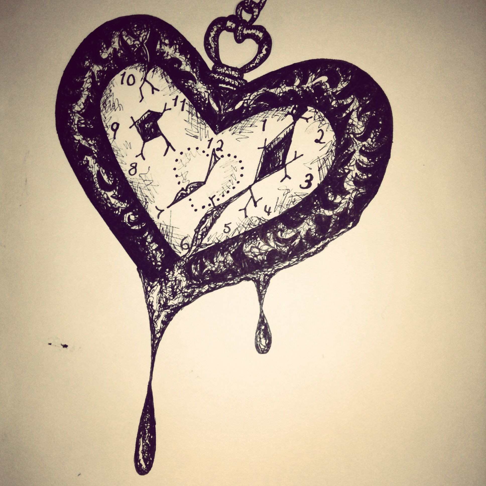 1936x1936 broken heart drawings easy heart shaped broken pocket watch pen - Heart Drawing Tattoo