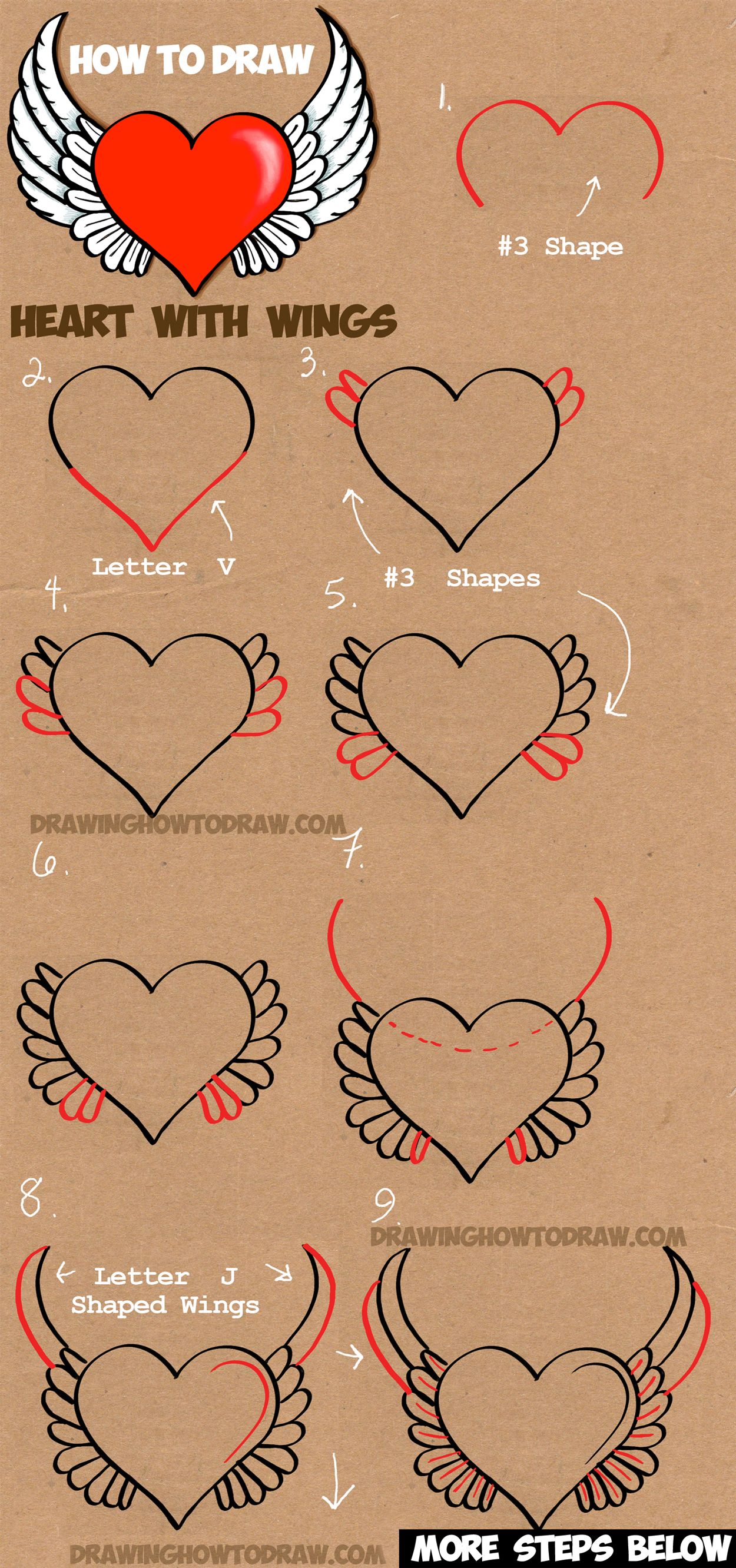 1250x2664 How To Draw A Heart With Wings - Heart Drawing Tutorial