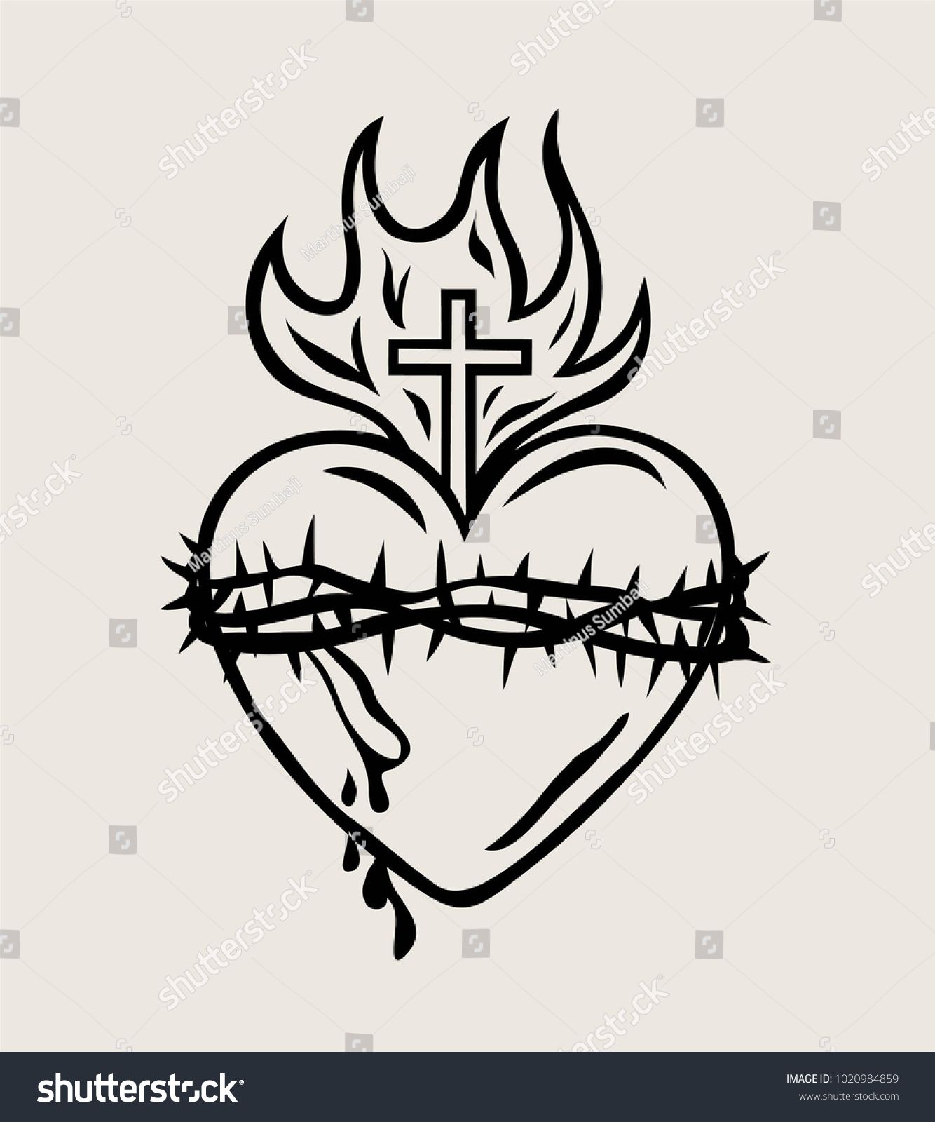 1334x1600 Sacred Heart Of Jesus Sketch Drawing, Art Vector Design Sacred - Heart Drawing Vector