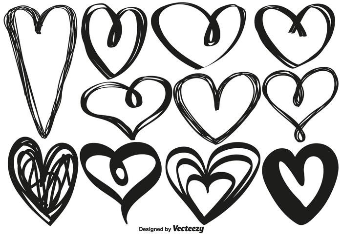 700x490 Vector Hand Drawn Hearts - Heart Drawing Vector