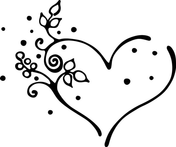 600x501 Vector Hand Drawn Illustration, Decorative Ornamental Stylized - Heart Drawing Vector