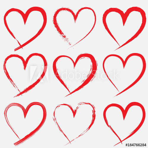 500x500 Set Of Valentine Heart Isolated Hand Drawn Vector Icon Sketch - Heart Drawing Vector
