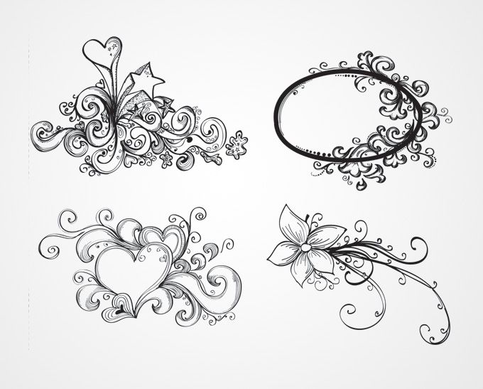 680x547 sketches of stars and hearts drawn vector heart heart shape - Heart Drawing Vector