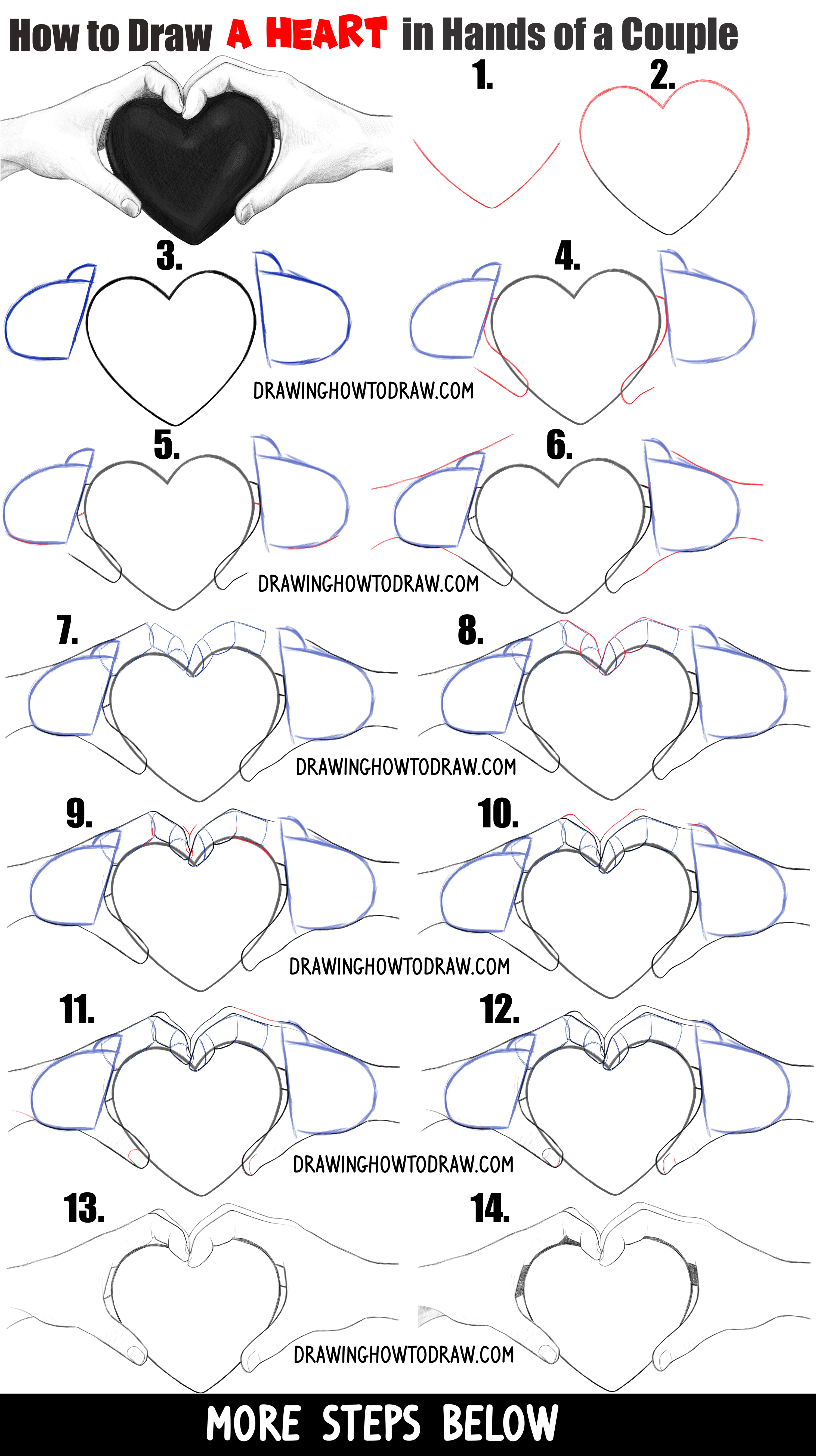 3000x5352 How To Draw Couple's Hands Holding A Heart For Valentine's Day - Heart Drawings Step By Step