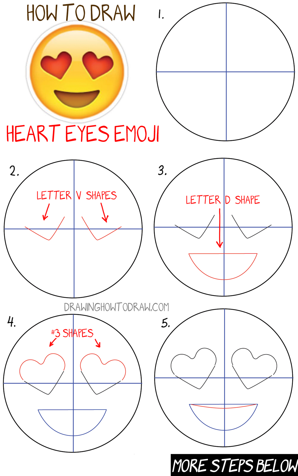 1000x1598 How To Draw Heart Eyes Emoji Face Step - Heart Drawings Step By Step