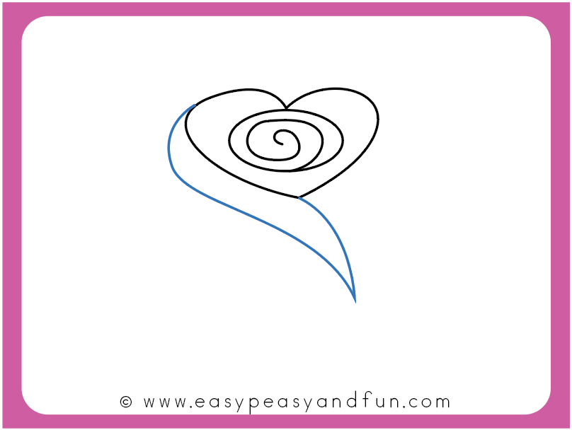 808x608 How To Draw A Rose - Heart Drawings Step By Step