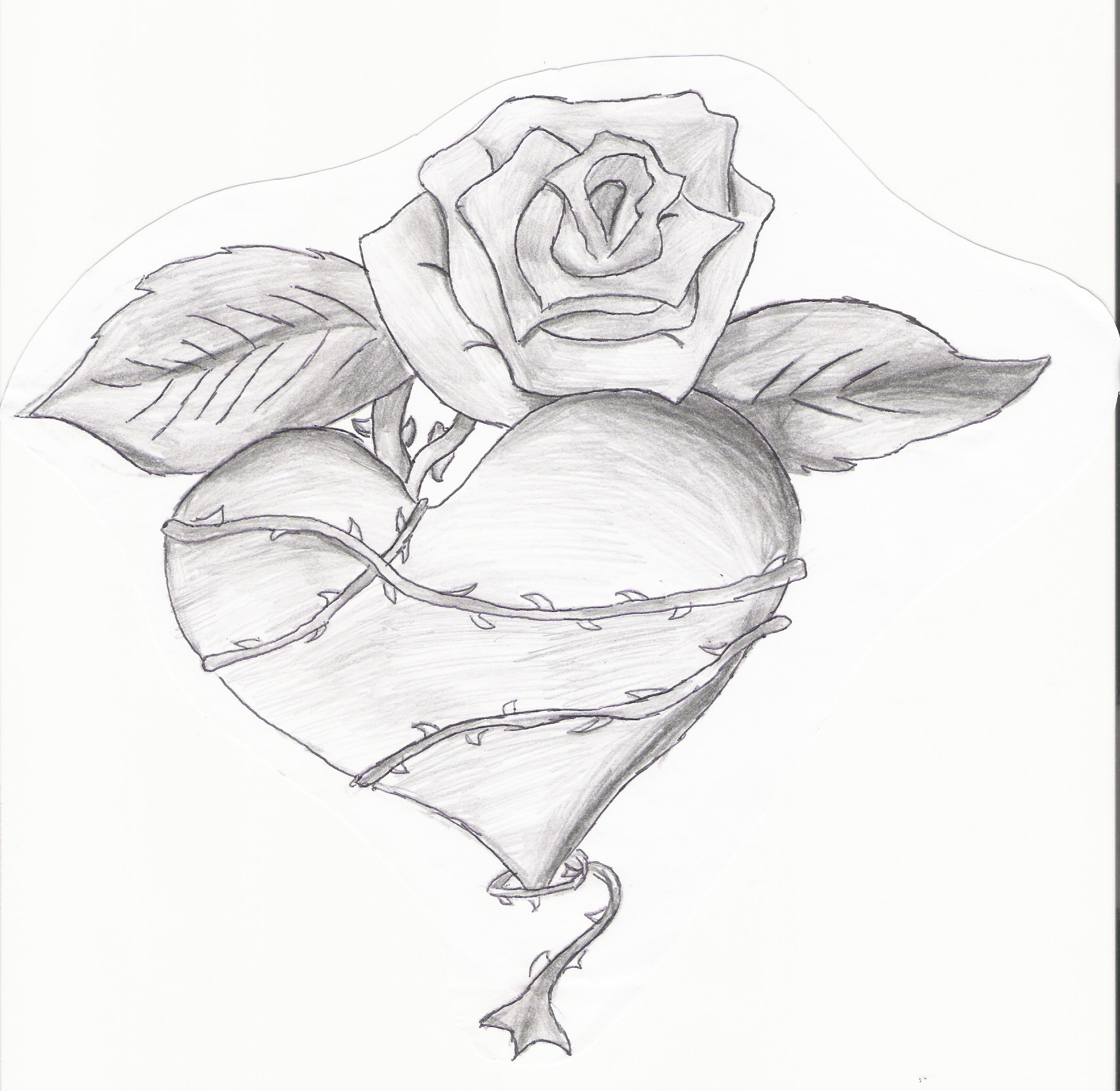 1700x1656 Knumathise Rose And Heart Drawings Images - Heart For Drawing