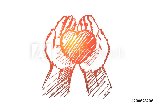 500x334 hand drawn heart in human palms - Heart In Hand Drawing