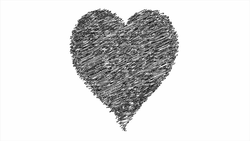 852x480 Hand Drawn Black And White Stock Footage Video - Heart In Hand Drawing