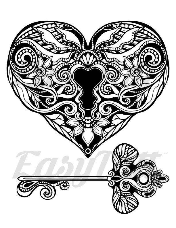 612x792 Key Drawing Love Heart For Free Download - Heart Key Drawing