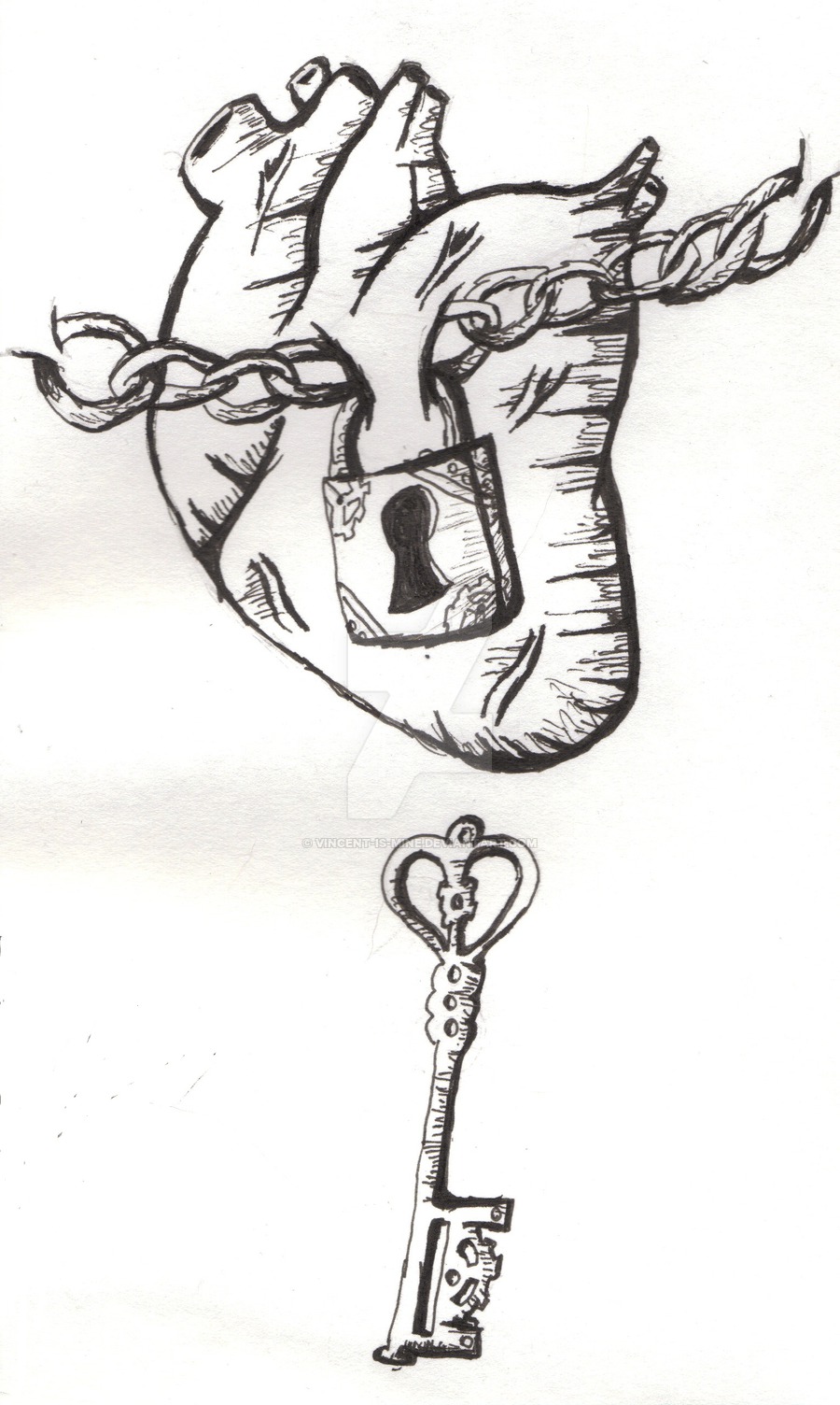 Heart Lock Drawing Easy