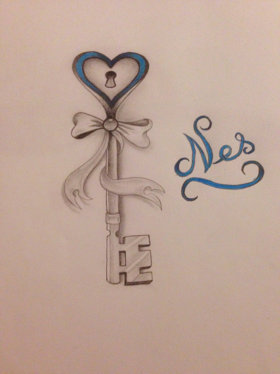 Draw Key - Heart Key Drawing. 