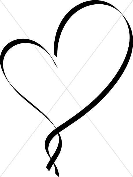 460x612 Ribbon Heart Outline Christian Heart Clipart - Heart Line Drawing