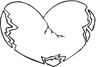 317x220 Drawn Broken Heart Line - Heart Line Drawing