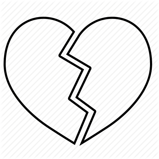 512x512 Drawn Broken Heart Line - Heart Line Drawing Clip Art