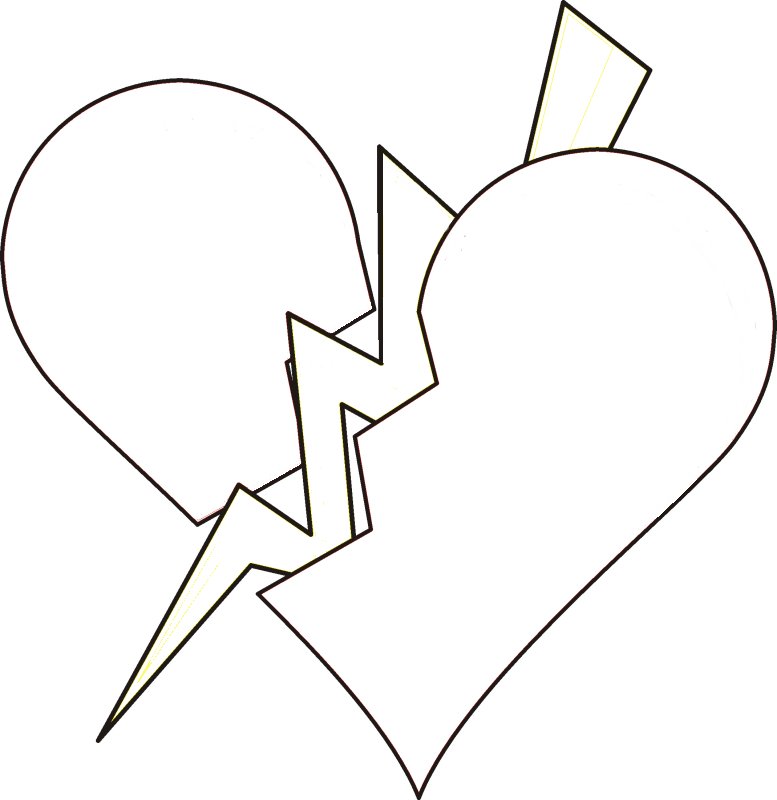 777x800 Photos Broken Heart Line Drawing - Heart Line Drawing Clip Art