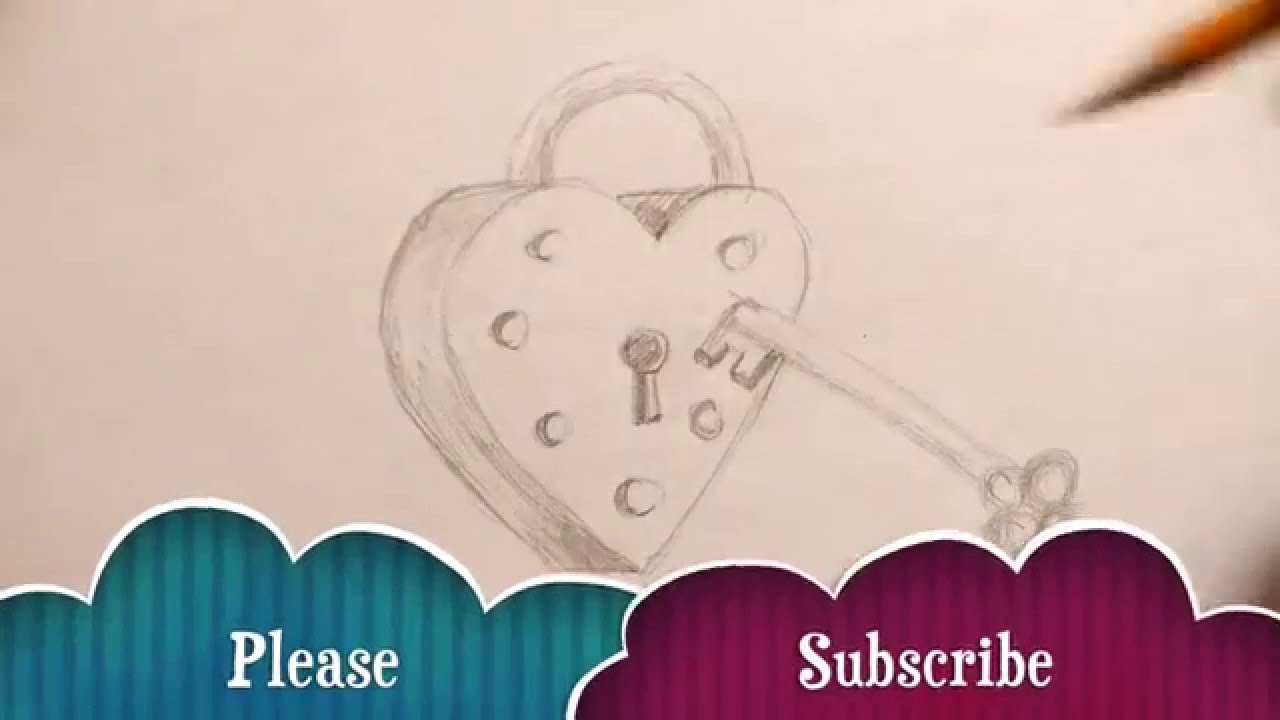 1280x720 how to draw a heart locket - Heart Lock Drawing